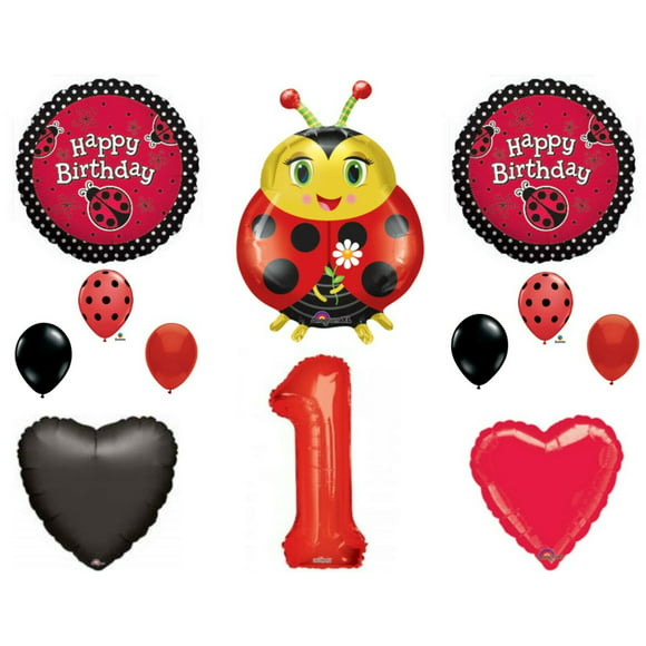 24 Pack Ladybug Aluminum Foil Balloons Set Happy Birthday Party Decoration Supplies for Ladybug Superhero Girl Kids 